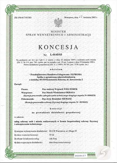 Koncesja MSW Nr L-0145/03