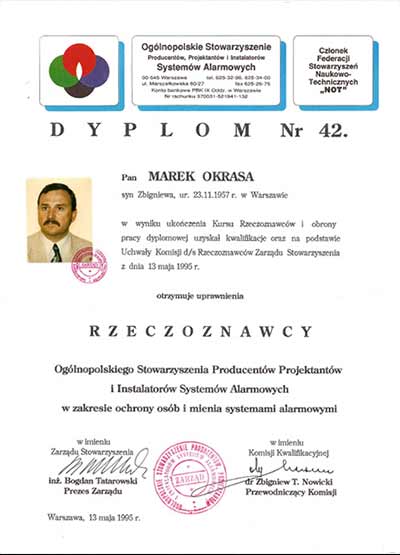 Uprawnienia Rzeczoznawcy dla Marka Okrasy